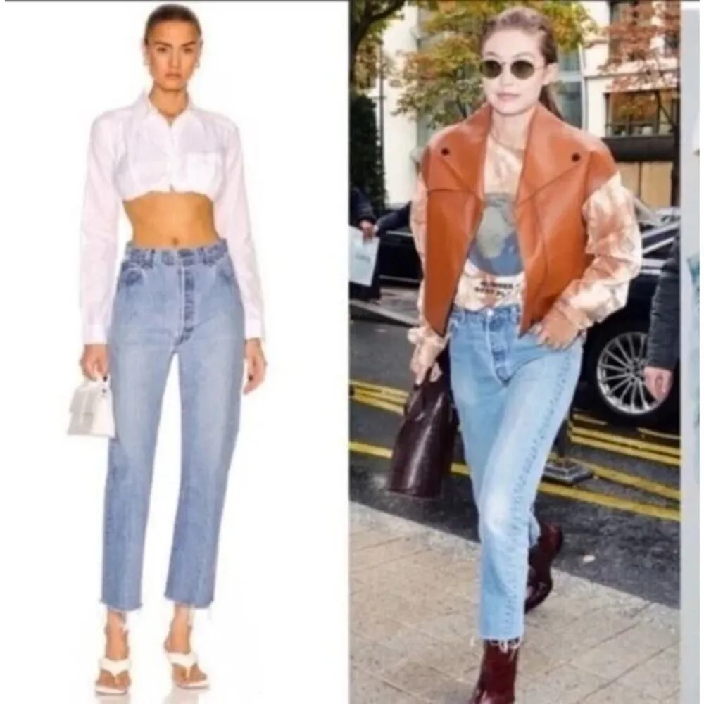 EB Denim Sz 26 OG Reinvented Jeans Reworked Levi's Straight Leg 501 Blue - Image 2