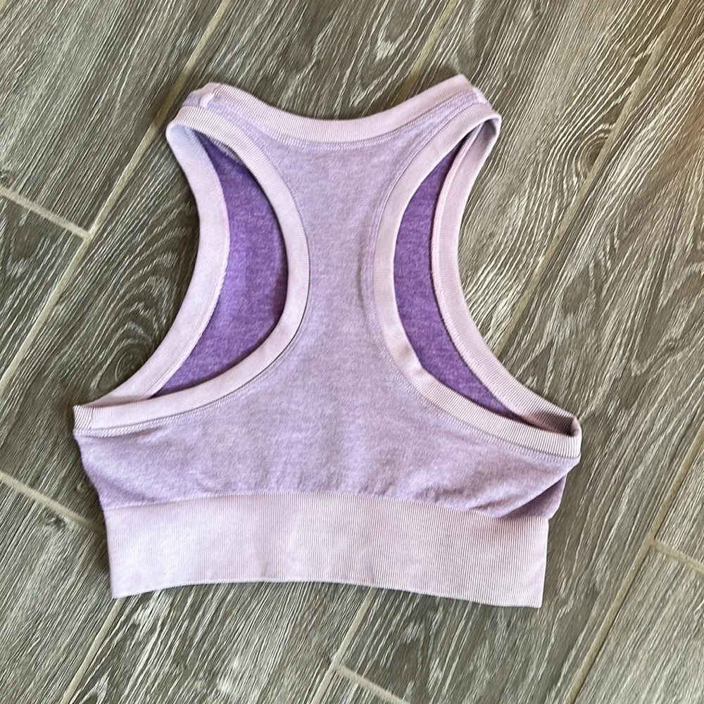 Women’s  size medium purple heathered crop sports bra, top NWOT - Image 4