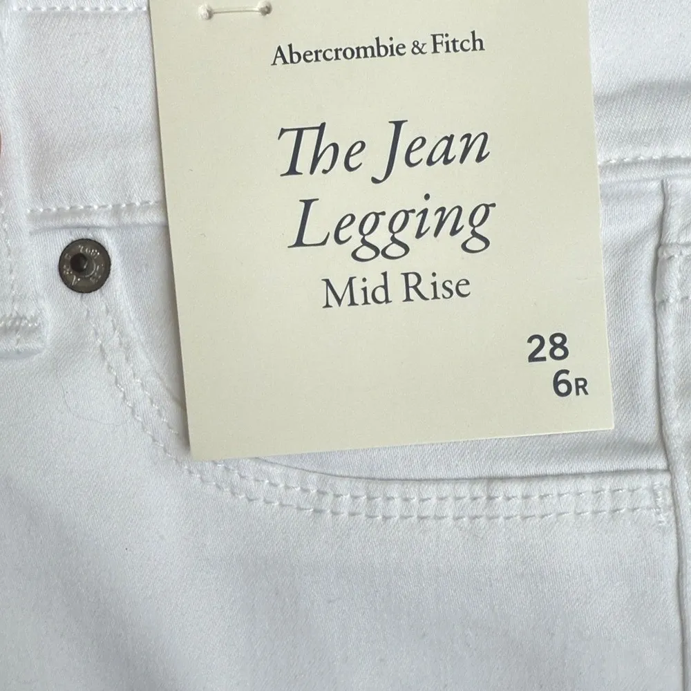 Abercrombie Fitch‎ The Jean Legging Mid Rise White Womens Size 28 6R - Image 4