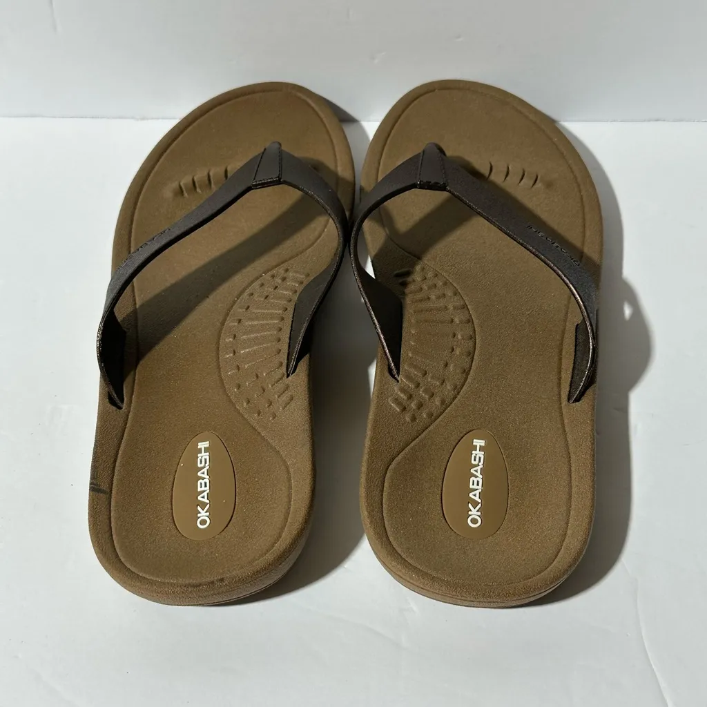 Okabashi Women’s Sculpted Footbed Waterproof FlipFlops size M/L Tan - Image 4
