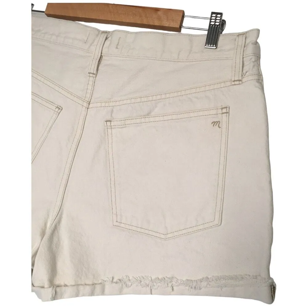 Madewell Shorts Womens 31 The Dad Jean Shorts High Rise Cuffed Denim Cream - Image 4