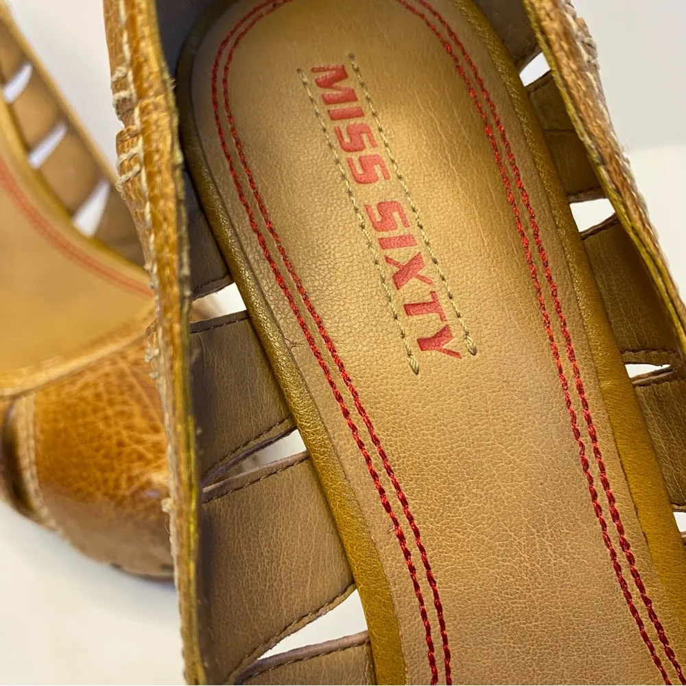 Miss Sixty Brown Leather Sasha Platform Heels - Image 6