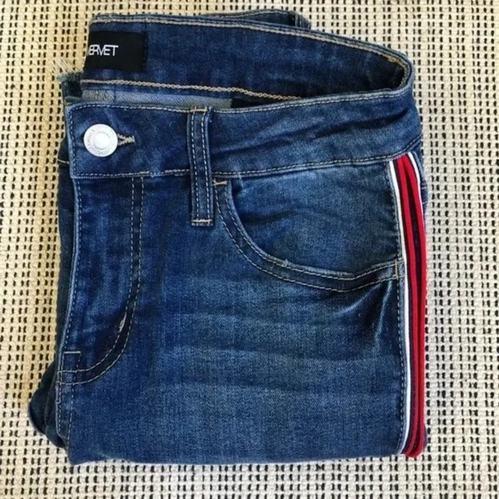 Vervet Ankle Skinny Jeans with Red Racing Stripe - Image 2