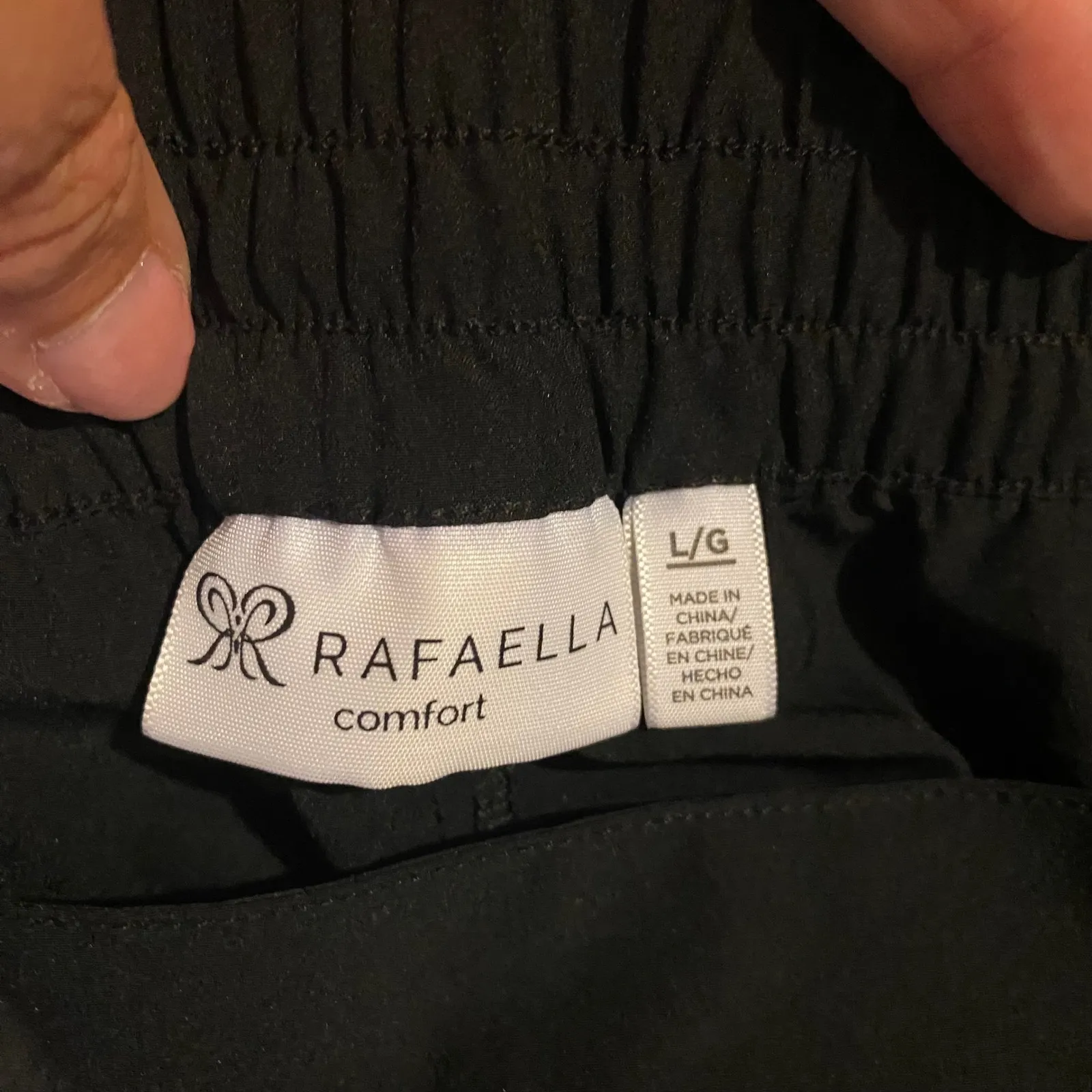 Rafaella Comfort Dress Pants Wide Leg Pull On Cropped Black Career‎ Size Large - Image 4