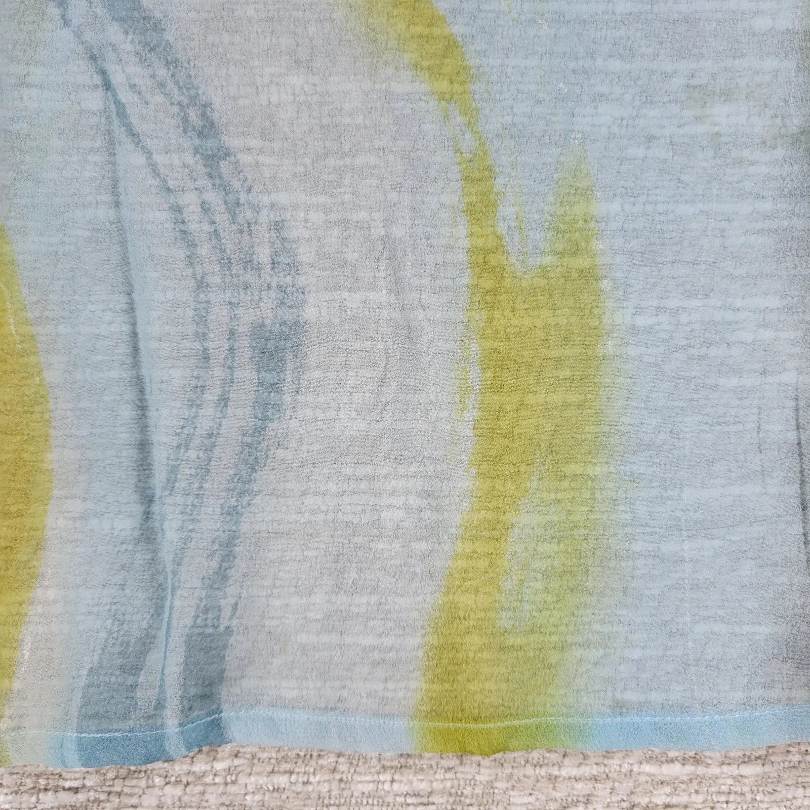 Maggie London Silk Cover Up Blouse Womens Size 16 Blue Green Sheer Swim Beach - Image 10