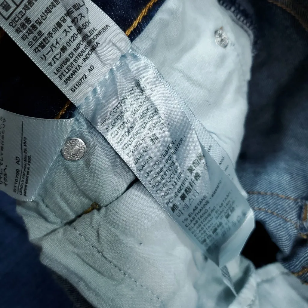 Levi's Ribcage Straight Ankle Stretch Jeans Dark Wash Blue Size 26x27 Ripped - Image 6