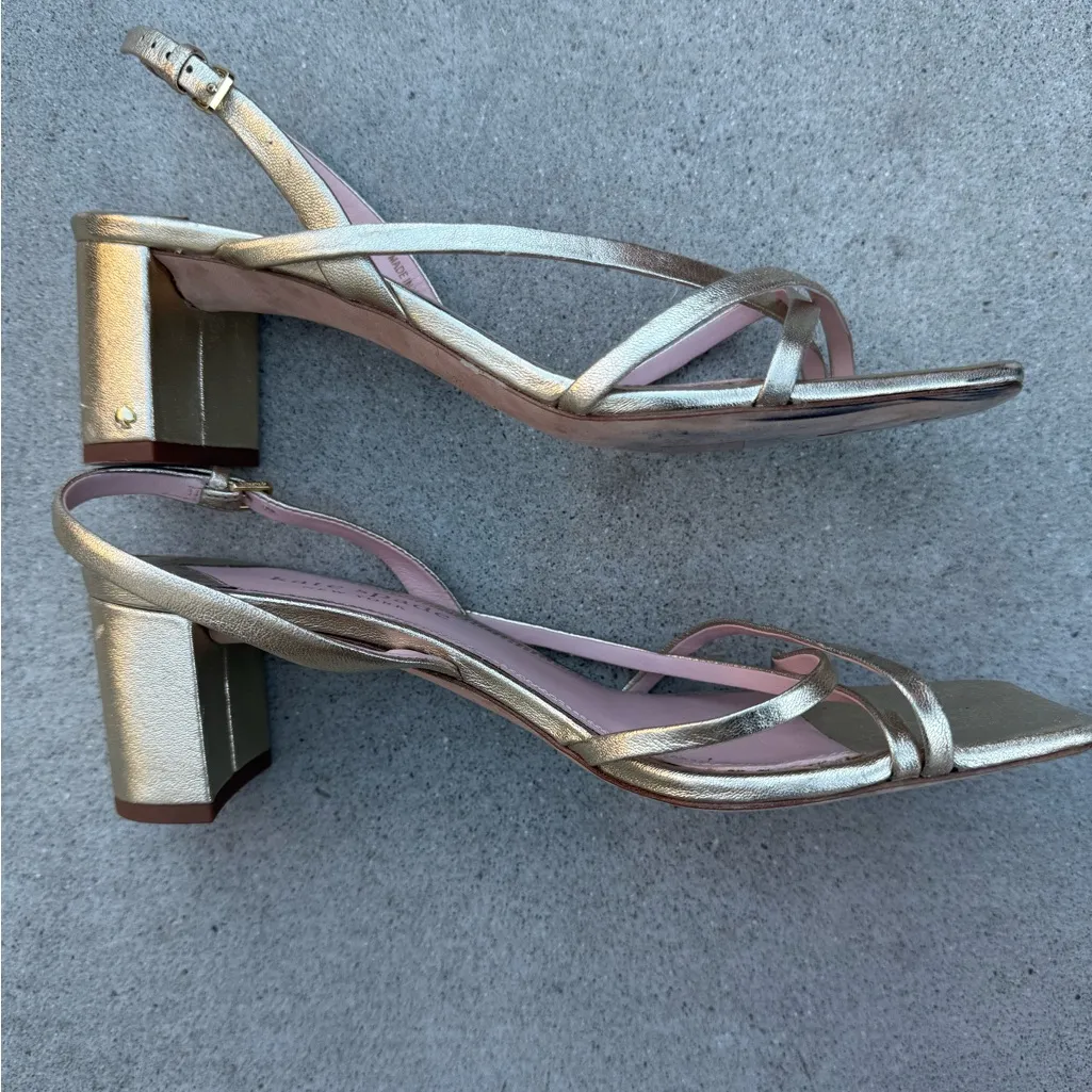 Kate Spade Renee Gold Metallic Strappy Block Heels Women’s Size 8.5 - Image 5