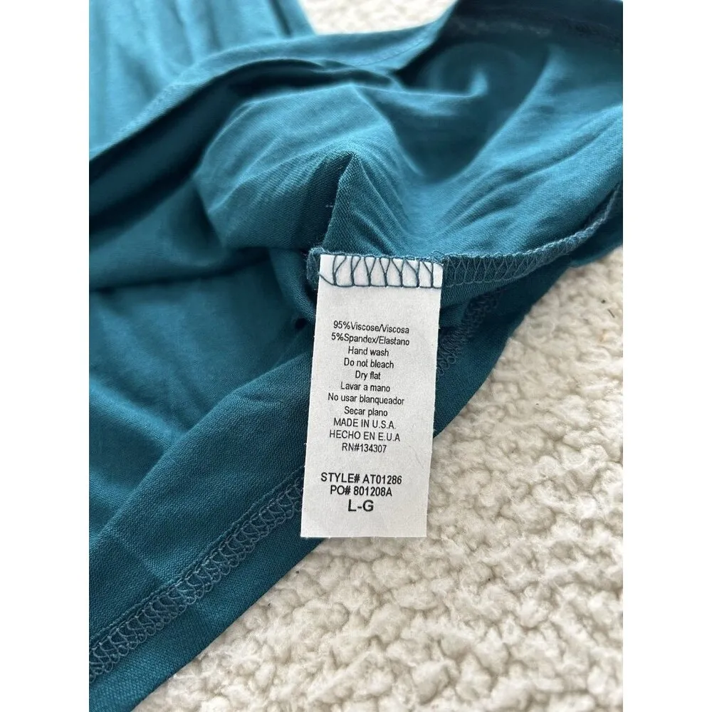 LUMIERE USA Soft Viscose Jersey Long Sleeve Tee Shirt Tunic Top Teal size L Blue Size L - Image 8