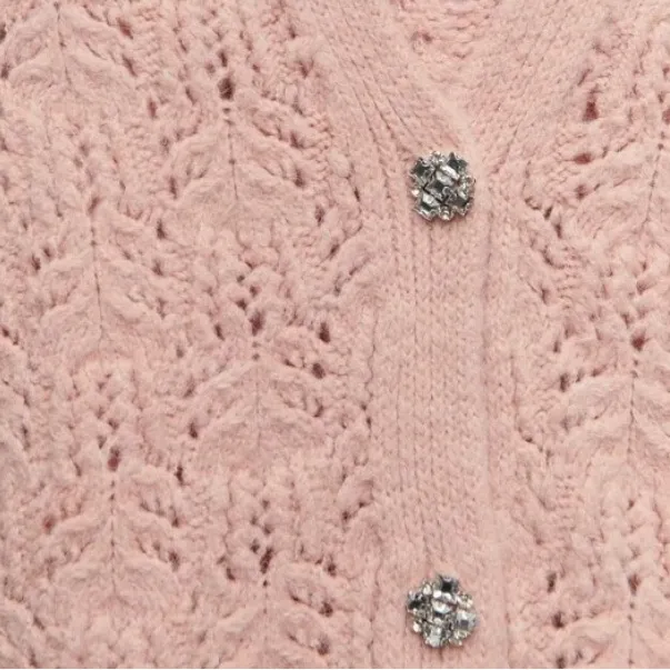 ZARA New Openwork Knit Vest
Cardigan Pink Jewel Button V-
Neck Size M NWOT - Image 9