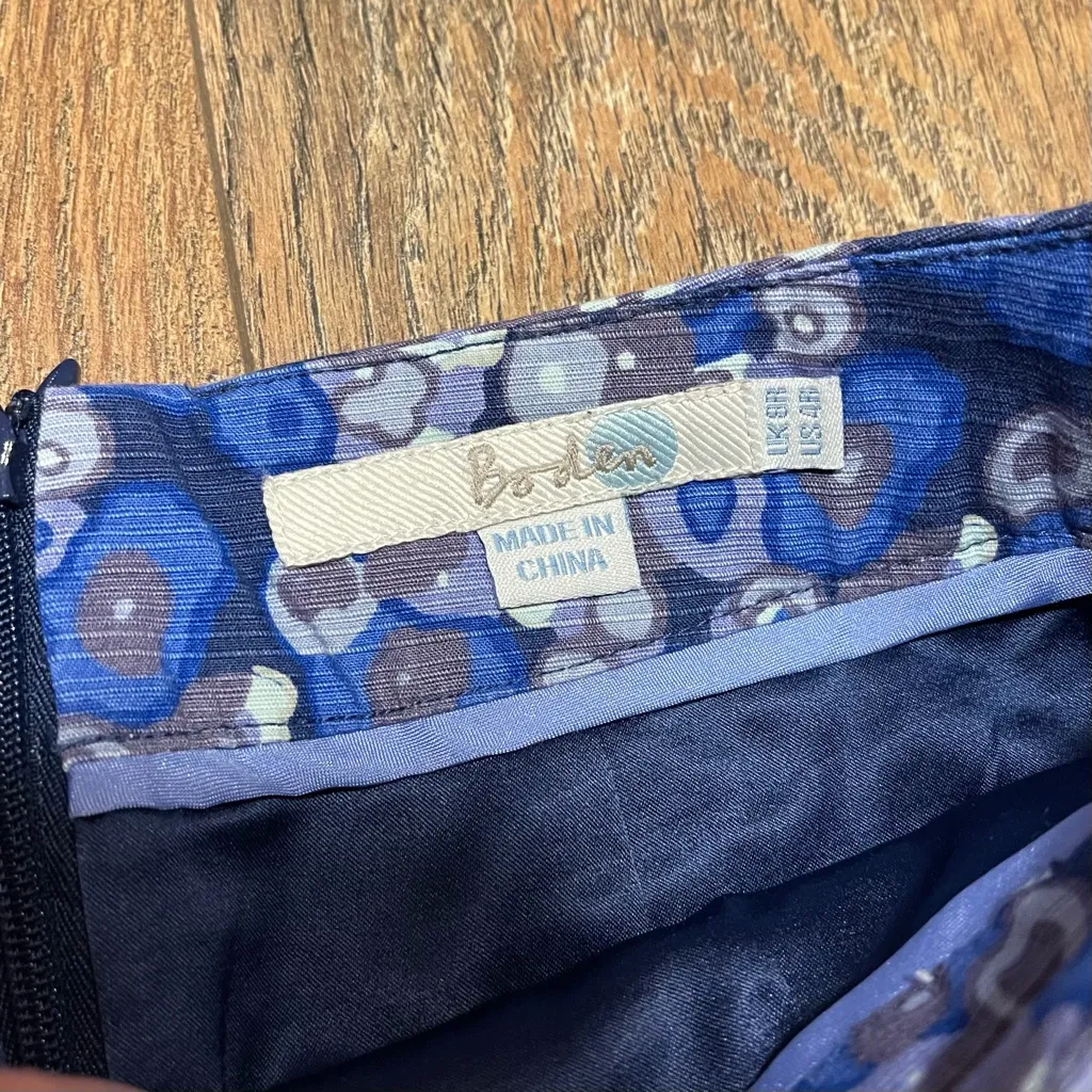 Boden Purple & Blue Woman's Abstract Floral Formal Pencil Skirt Size 4 - Image 3