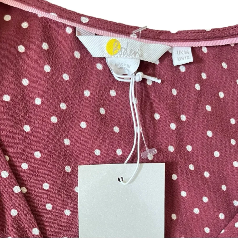 BODEN Polka Dot Print Short Sleeves Shirt Women’s Size Size 12R A10 Red - Image 2