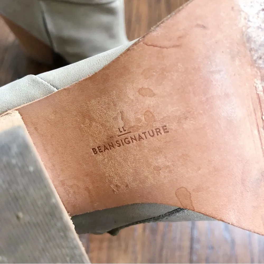 LL Bean Signature • Leather Ankle Boots heeled tan beige bootie zip cap toe - Image 9