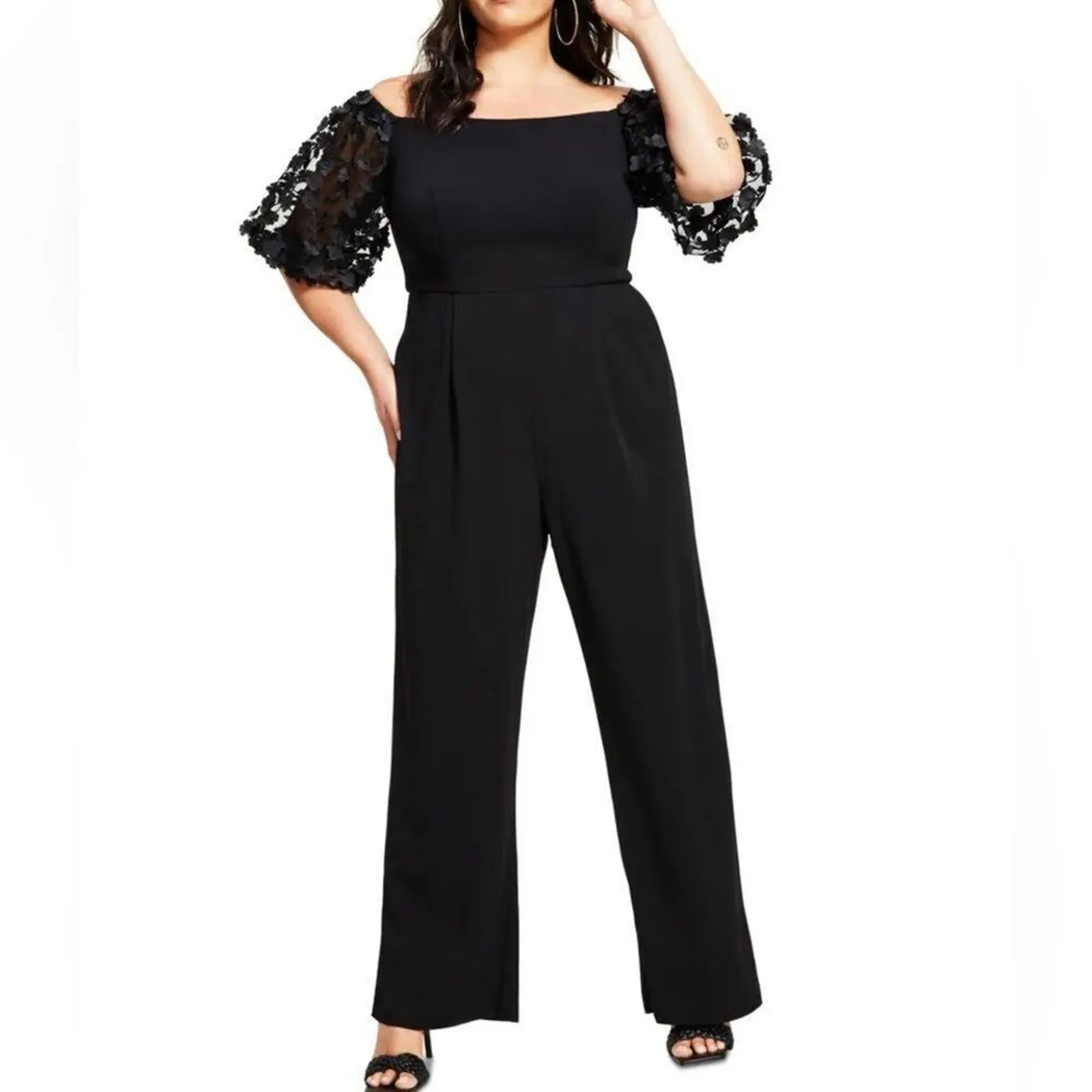 XSCAPE "Belle" Off Shoulder Scuba Crepe Jumpsuit Size 14 New with Tag MSRP $219 - Image 7