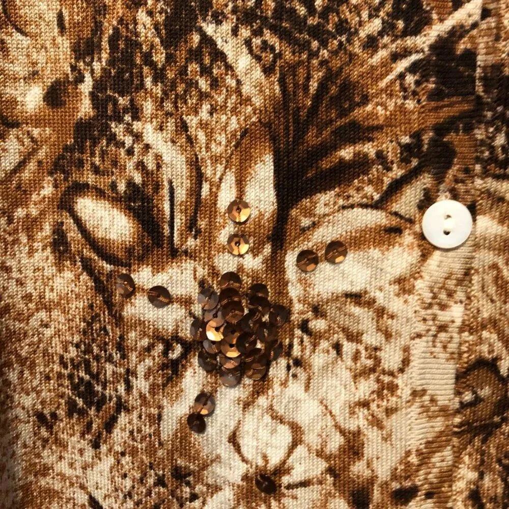 CHICO'S Chicos 1 / 2 Sequin Jacket Top New Stretch Front Button $98 NWT Bronze - Image 5