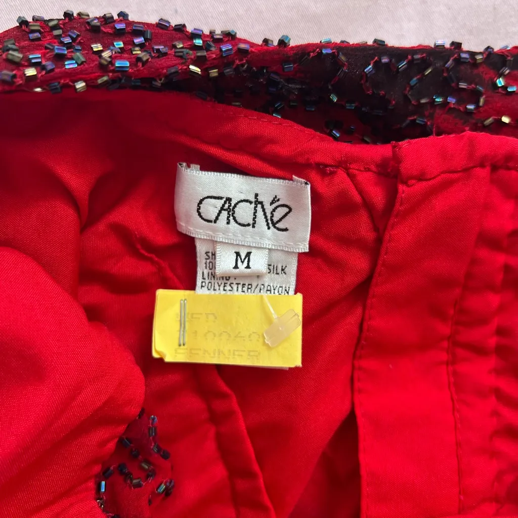 Cache  Red and Black Beaded Top - Image 2