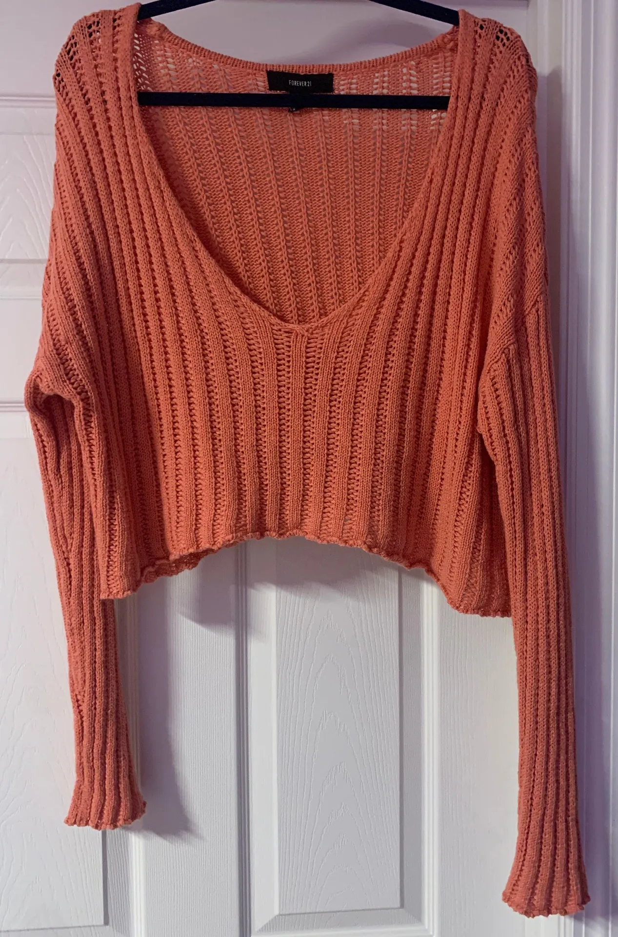 Cropped Scoop Neck Oversized Sweater - Image 3
