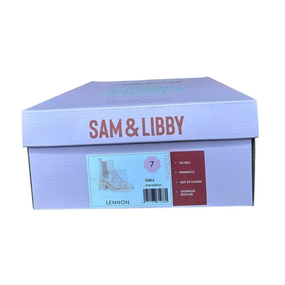 Sam & Libby Womens 7 Lennon Vanilla Ivory Lug Sole Side Zip Chelsea Boots NEW - Image 13