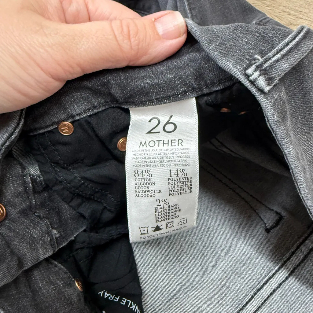 MOTHER The Looker Ankle Fray Jeans Stretch Rebels and Lovers Soft Black size 26 - Image 8