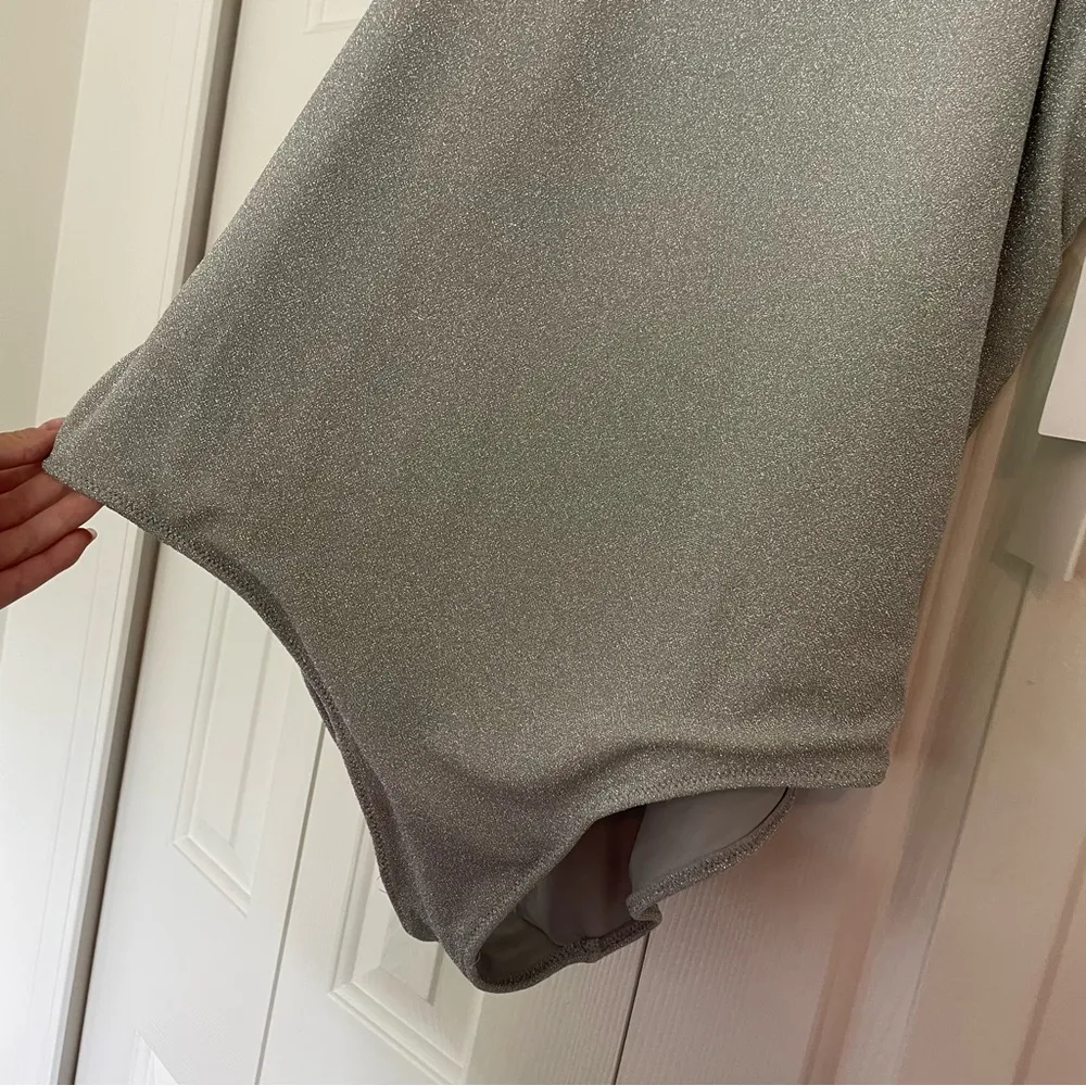 NWT Good American Silver Sparkle Bodysuit Swim Sz 7 / 4X - Image 6