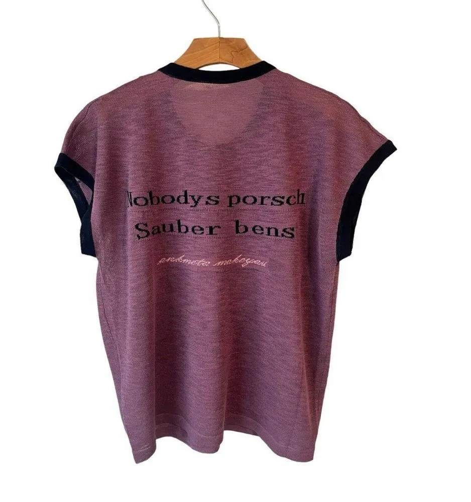 Yizhi Fashion Top Womens Large Oversized Short Sleeve Purple Cat Print Sheer - Image 10