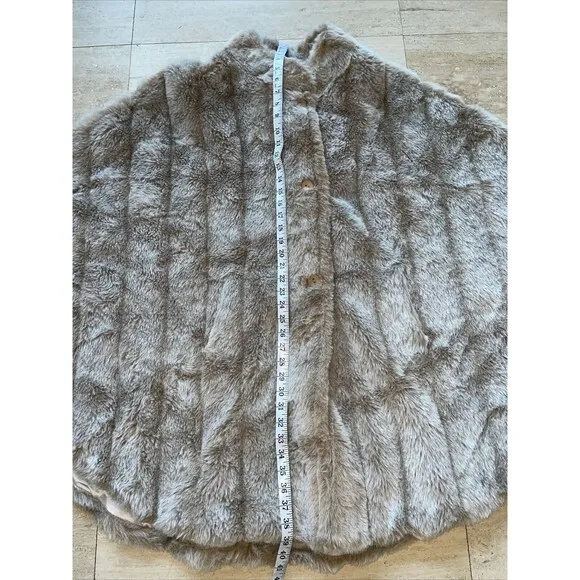 Vintage Mark Reed Exc. Faux Fur Poncho Jacket 3X‎ Beige - Image 8
