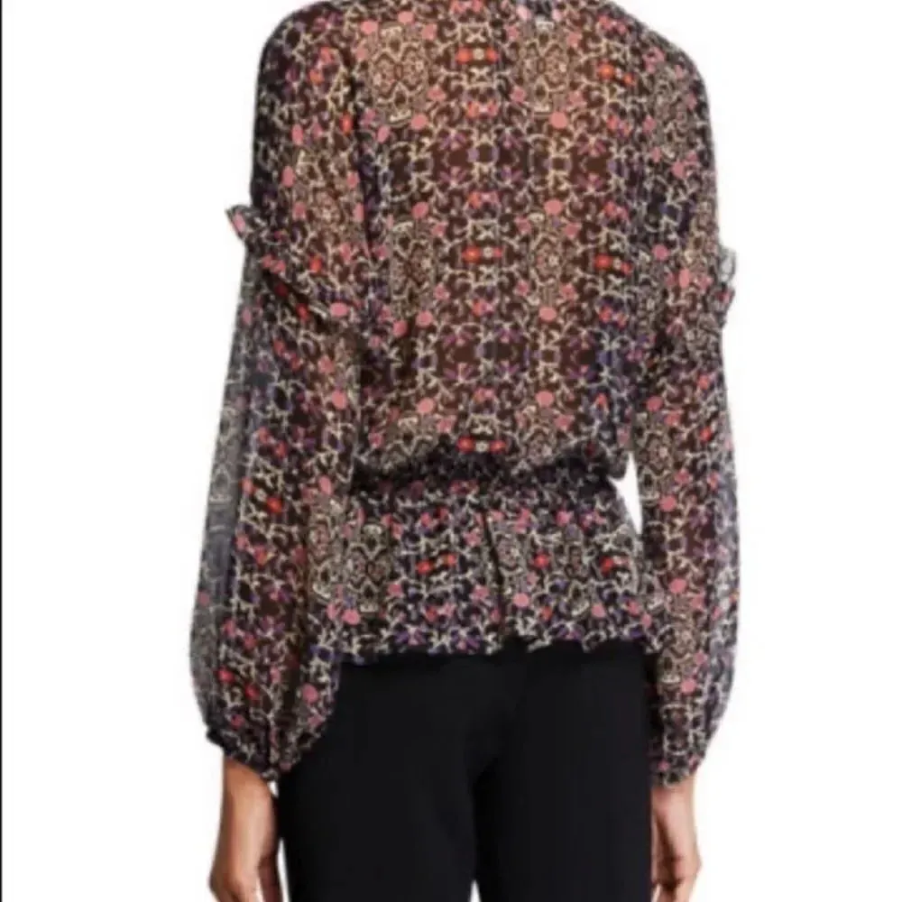 Misa Los Angeles black floral vera ruffle blouse - Image 12