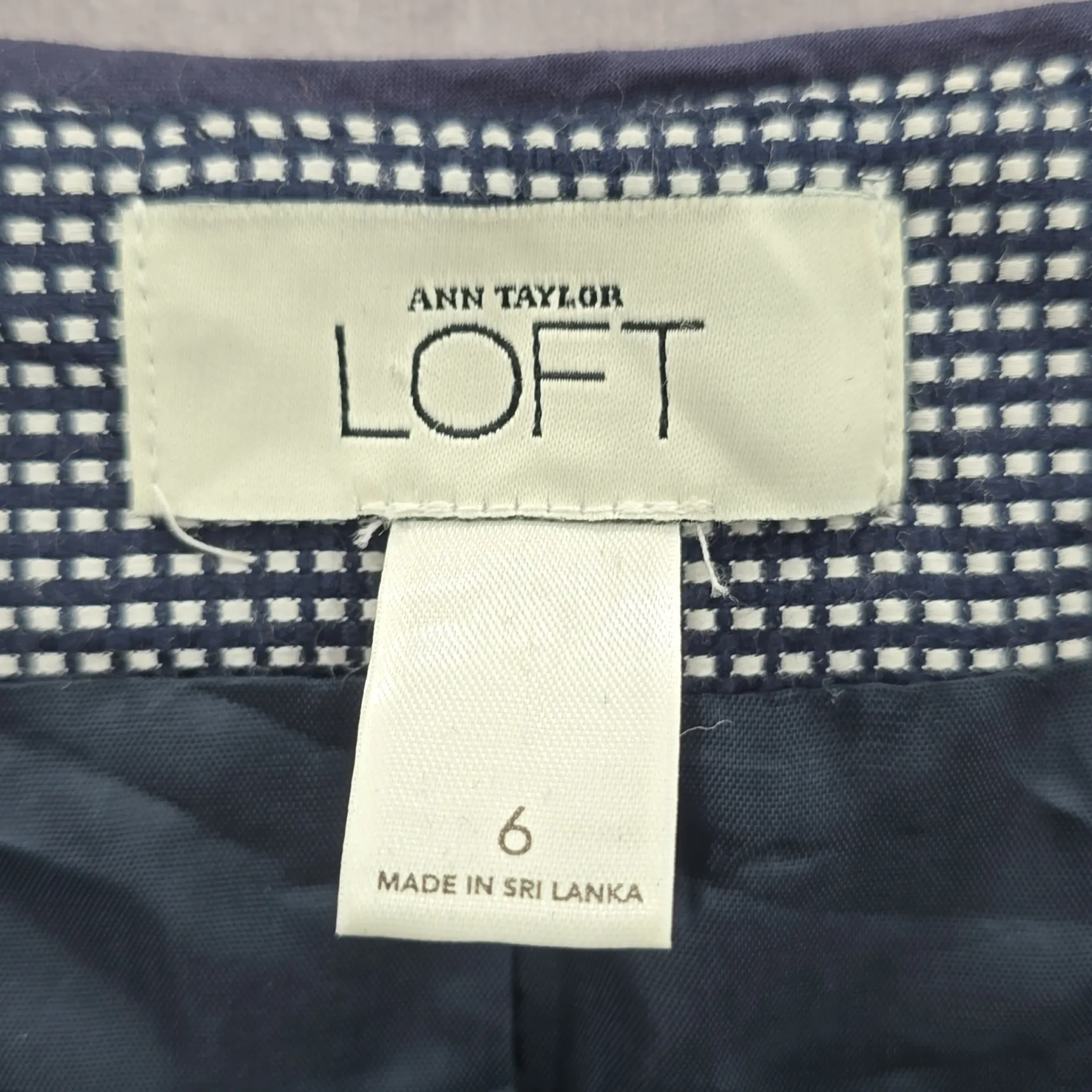 Ann Taylor Blue Cotton‎ Polka Dot Crop Short Preppy Jacket Coat Top S Small 6 - Image 8