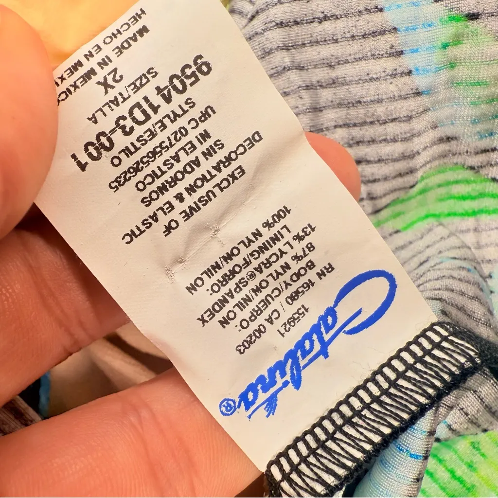 Vintage Catalina floral tropical one piece swim suit swimwear bathing suit 2x Blue Size XXL - Image 3