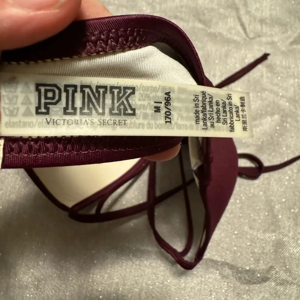 PINK Victoria's Secret Burgundy Halter Bikini Top - Image 3