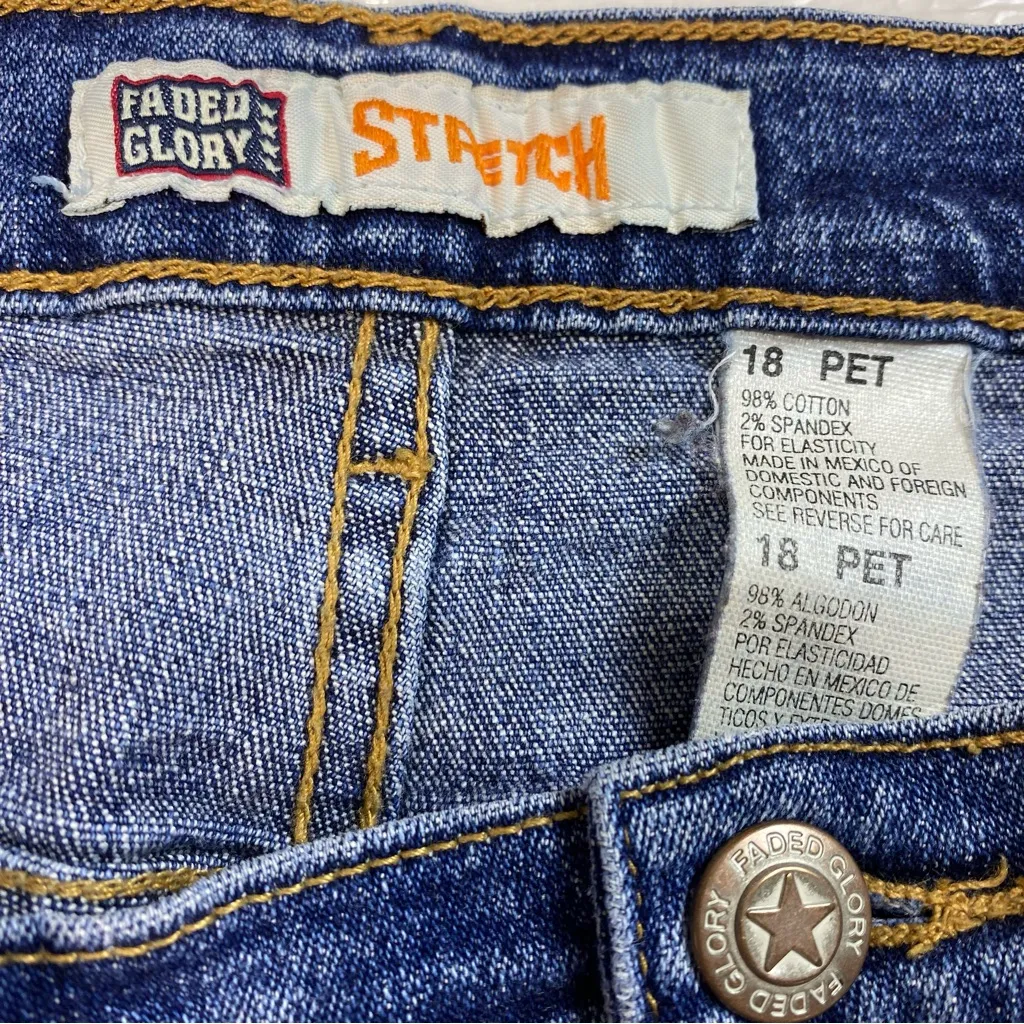 Faded Glory Jeans‎ Women Plus Size 18 Petite Dark Blue Wash 36" Waist 27" Inseam - Image 2