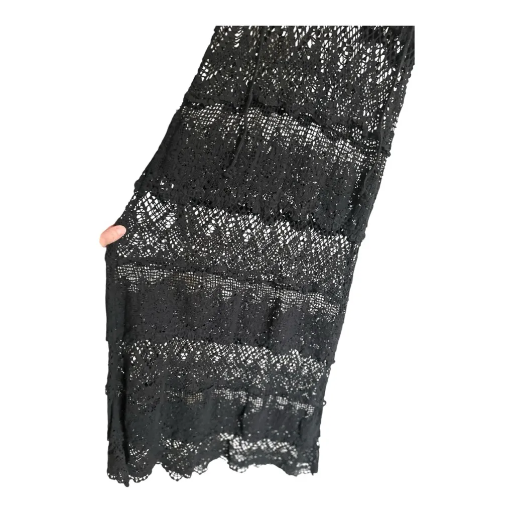 Meghan Los Angeles black crochet see thru dress beach cover up size M/L - Image 5