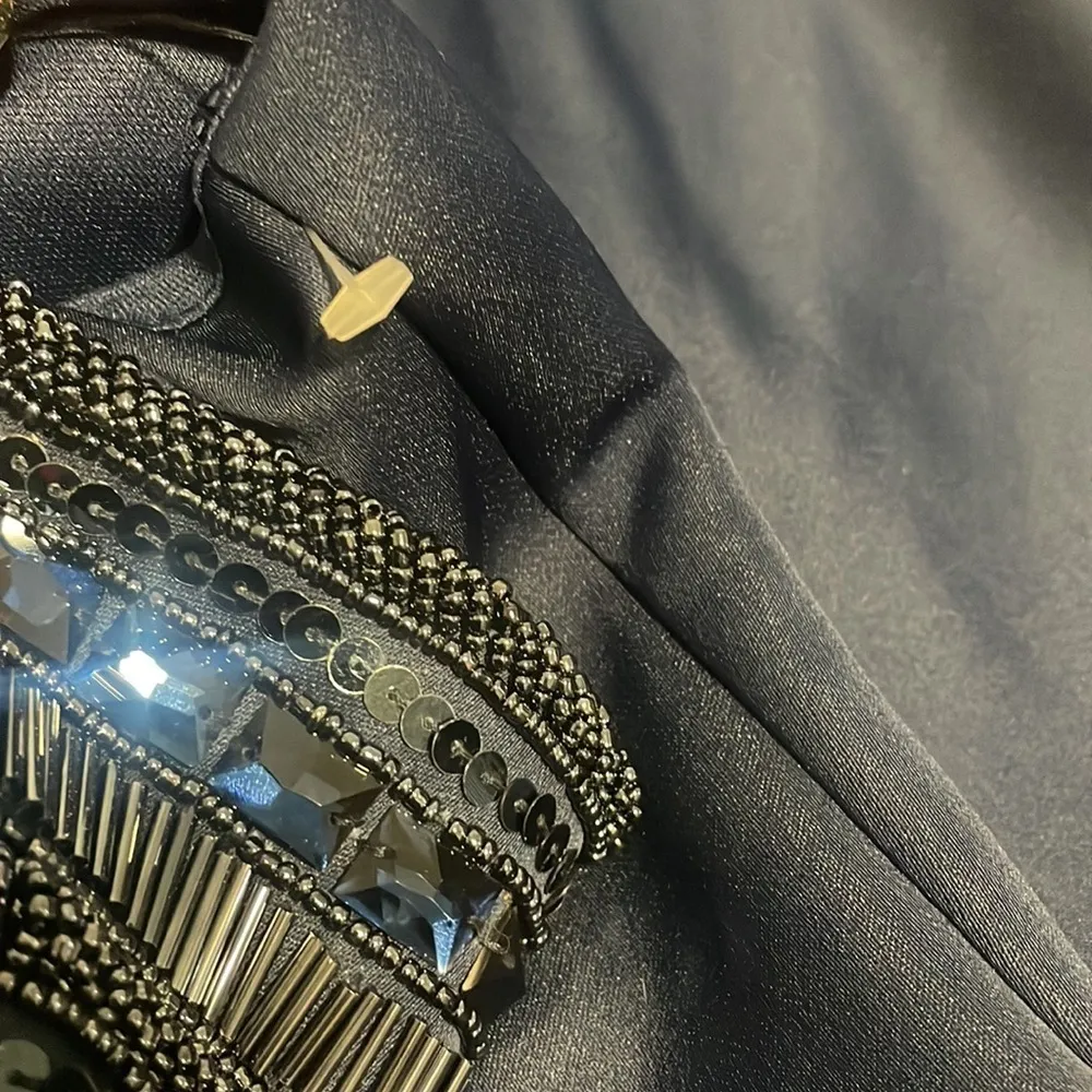 Ieena for Mac Duggal dress Navy Blue HIGH neck cap sleeve long gown New Sz 8 - Image 10