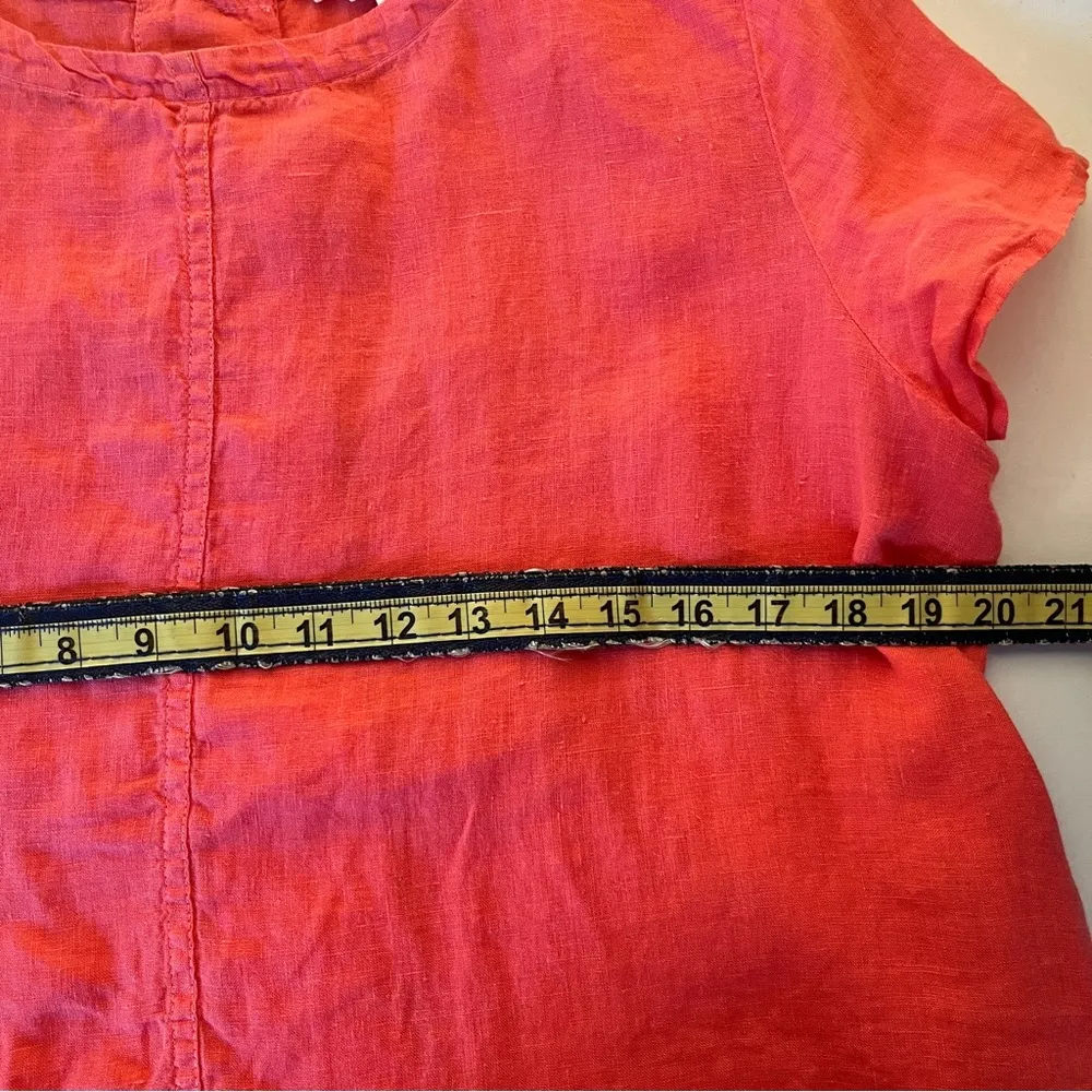 C&C California Linen Top Womens Large Coral Pink Button Back Boxy Lagenlook - Image 4