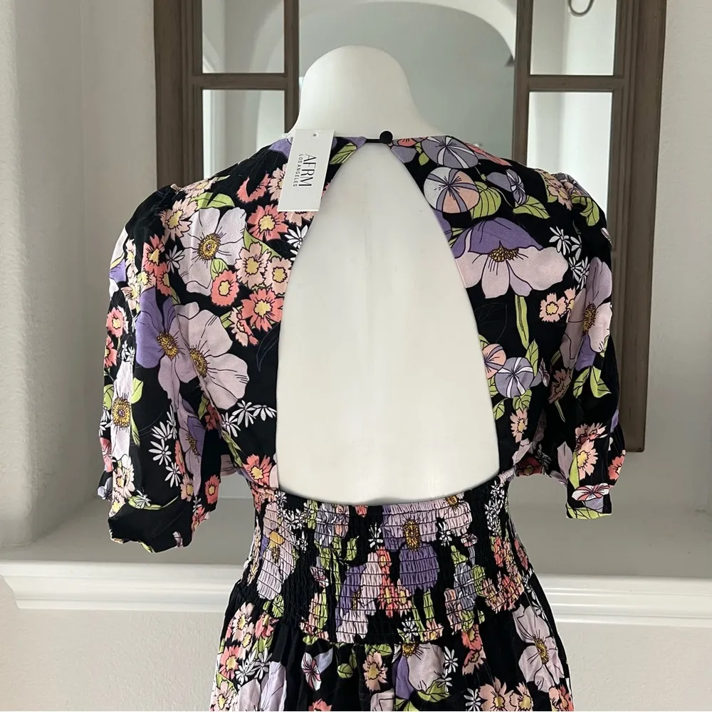AFRM Floral Open Back Maxi Dress, Noir Summer Bouquet Size S New w/Tag $148 - Image 5