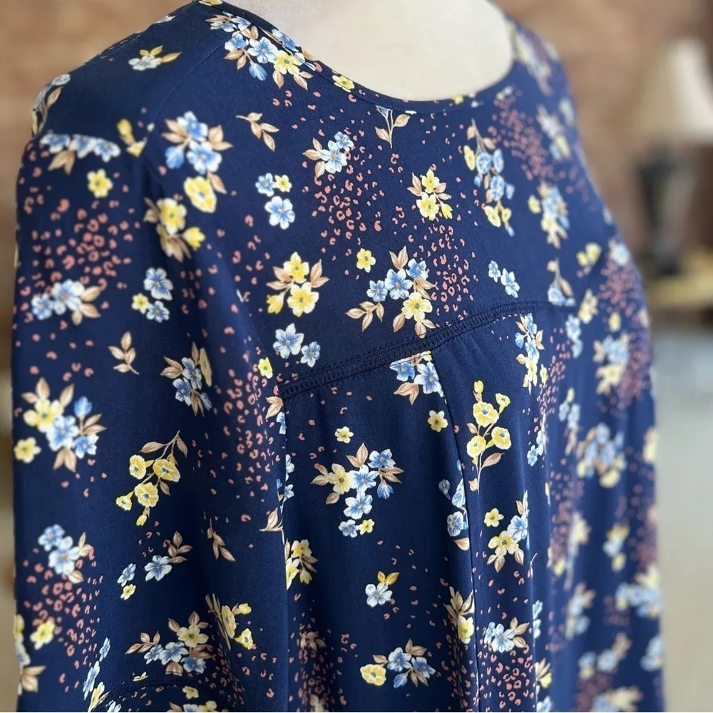 Torrid Dress Floral Leopard Animal Print Blue Ditsy Short  Sleeve 12 Garden Chic - Image 14