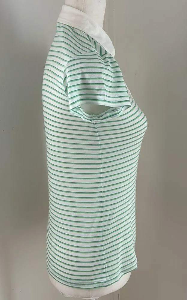 J. Crew Blue/Green/White Striped Cotton Tee Shirt sz M - Image 3