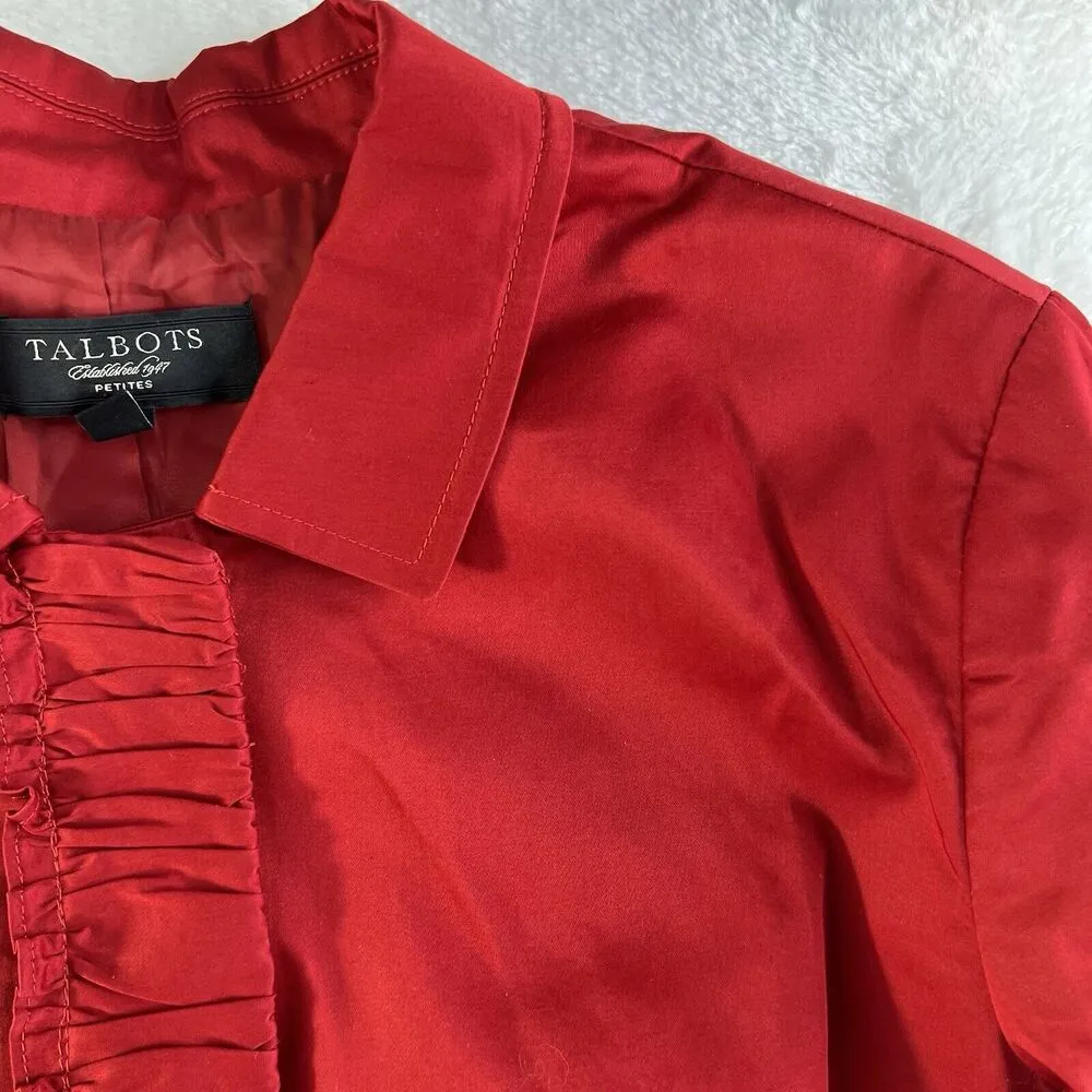 Talbots 14P Petites Dress Jacket Long Sleeve Snap Front Collared Red Women's - Image 4