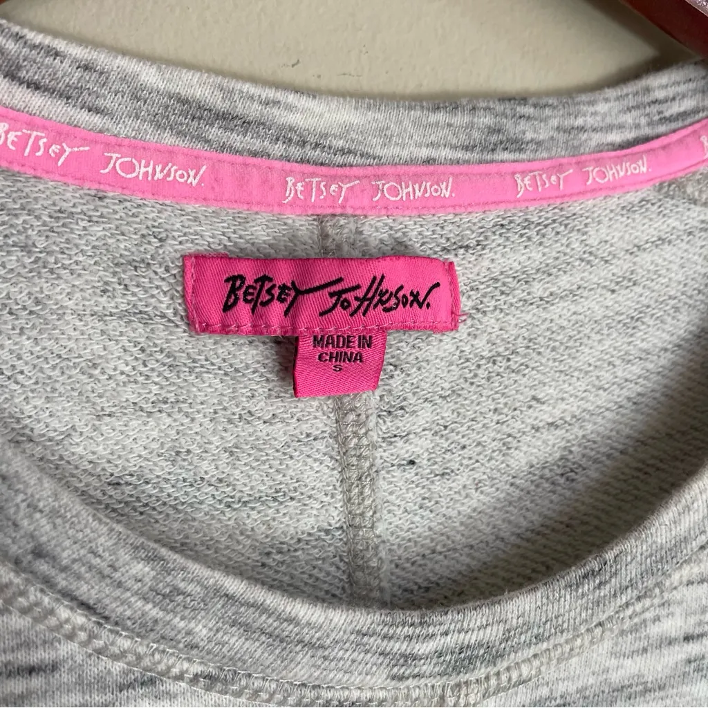 Betsey Johnson Terry Knit Sweatshirt‎ Dress Heathered Grey Size Small - Image 4
