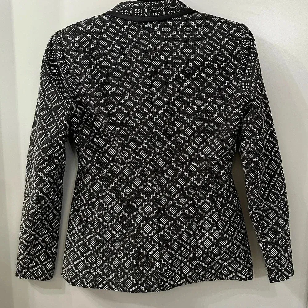 Nanette Lepore Satin Tipped Tuxedo Smoking Jacket Blazer Black White Size 4 - Image 6