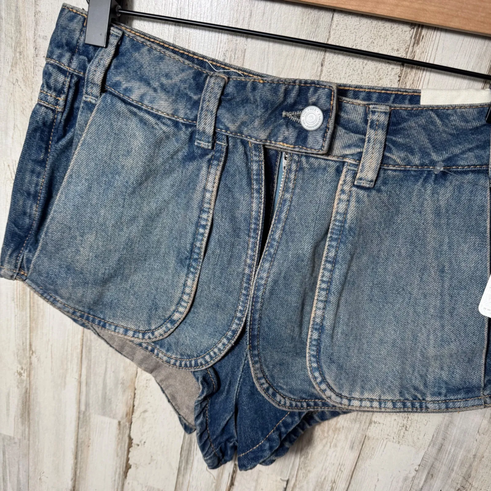 Free People Prince Street Denim Shorts We The Free High Waist New Size 26 - Image 3