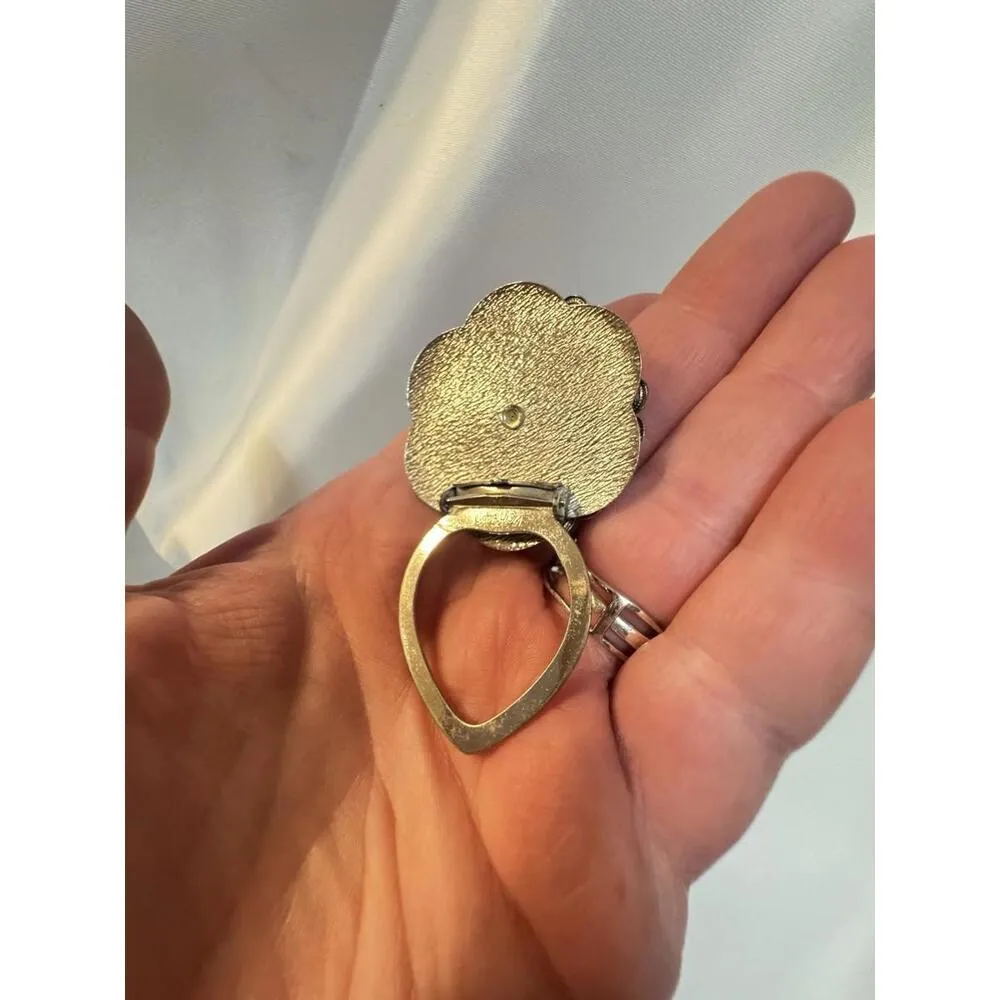 Vintage Jewelry LIEBA USA Scarf Clip Flower Faux Pearl Filigree Silver Tone - Image 7