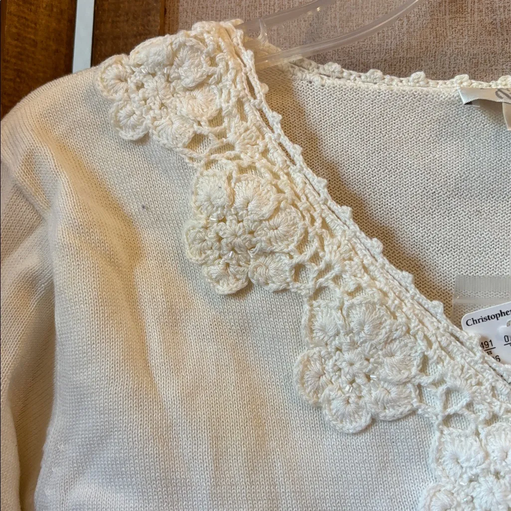 Christopher & Banks Cream Lace Detail Long Sleeve knit Top large 

FAR1223 - Image 2