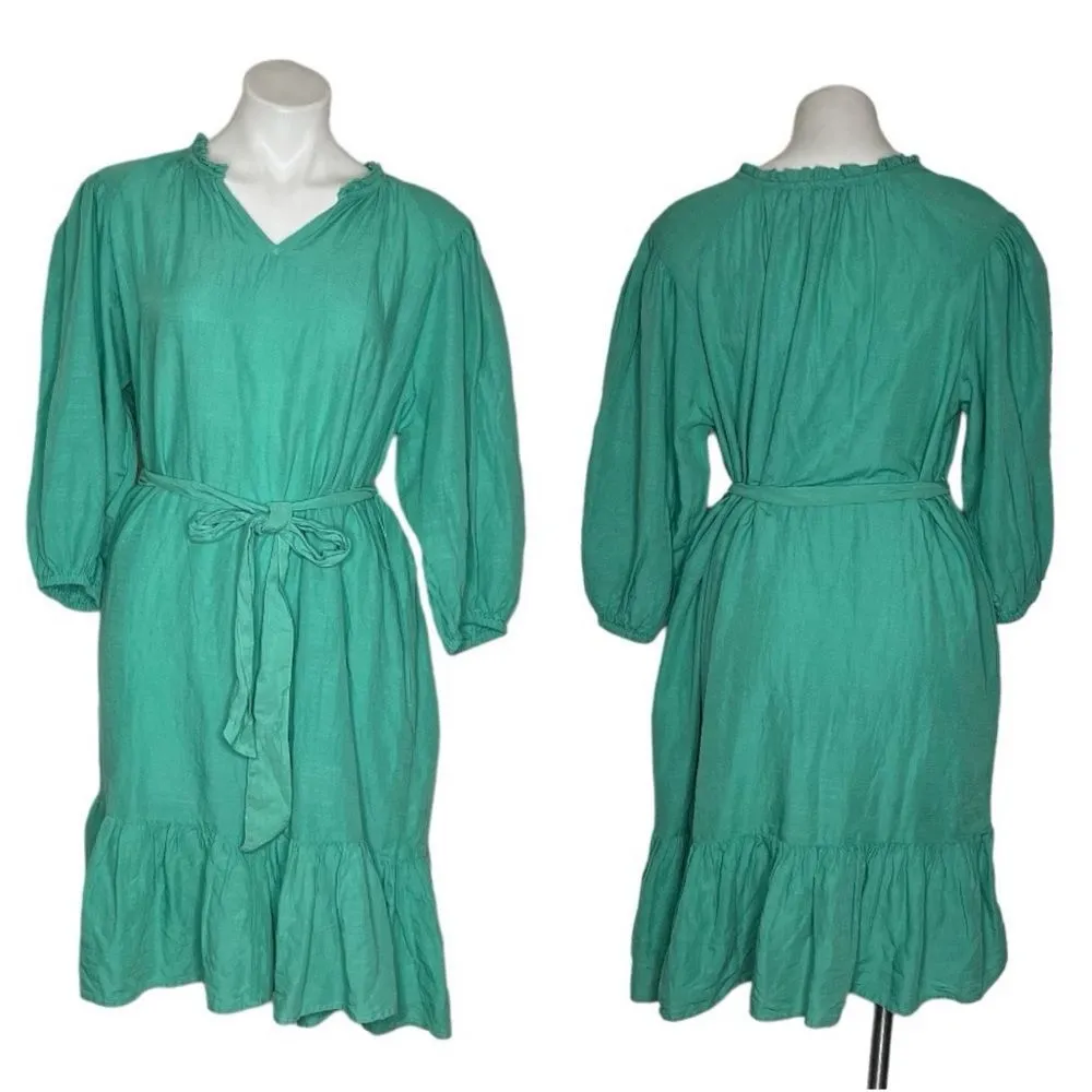 KNOX ROSE Boho Peasant Dress Puff Sleeve Tie Waist Ruffle Tier Size Medium NEW - Image 10