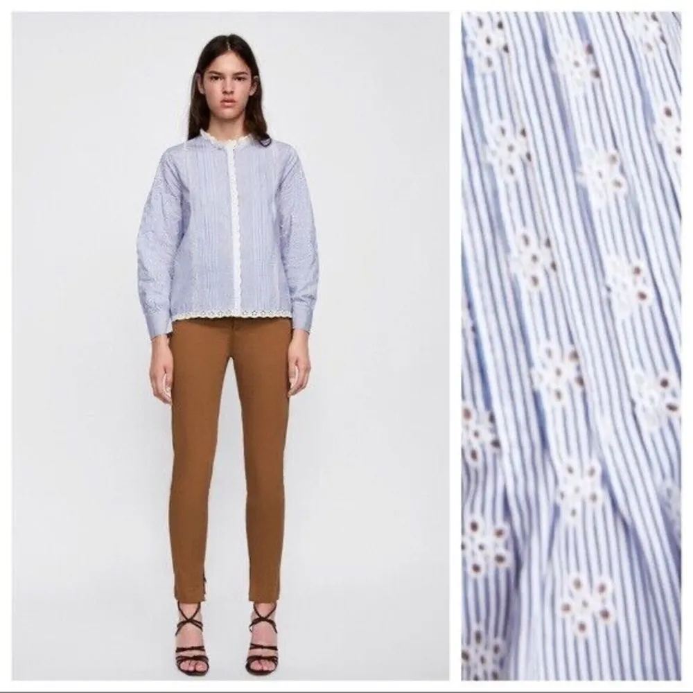 Zara White/Blue Striped Shirt. Size Small button down - Image 2