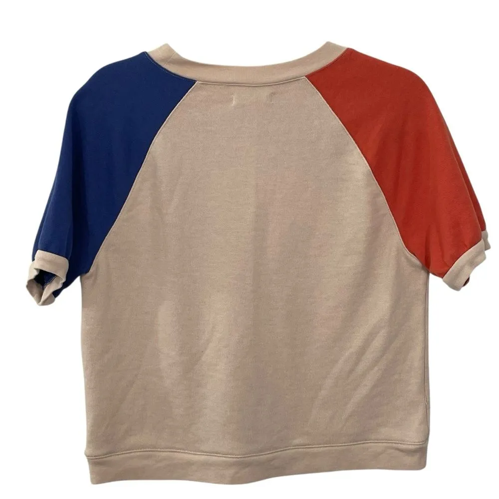 Madewell Short Sleeve Color-block Sweatshirt‎ Women’s Size XXS - Image 4