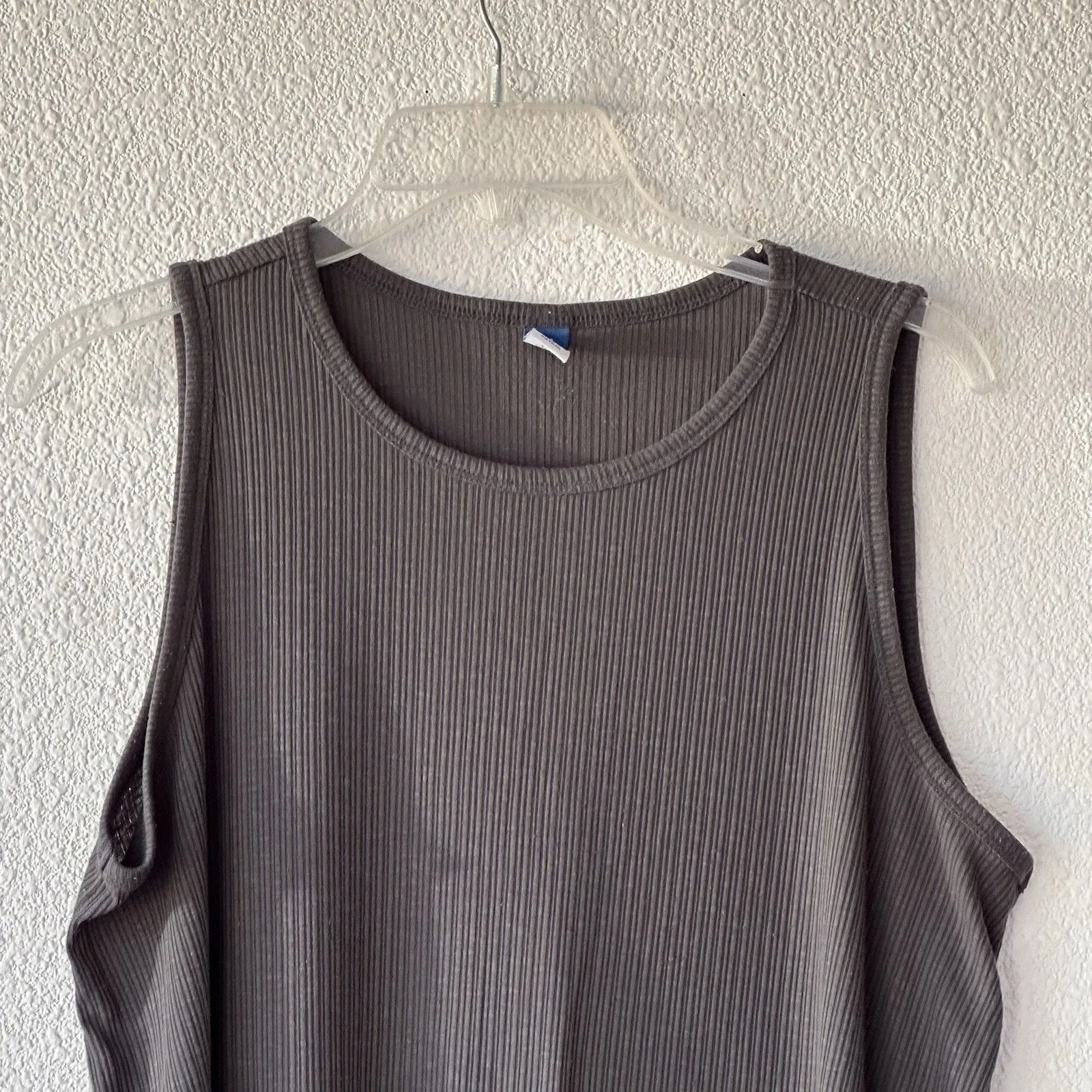 Old Navy Luxe Jersey Knit Tank Top Ribbed Dark Gray Women's Size L Sleeveless - Image 3