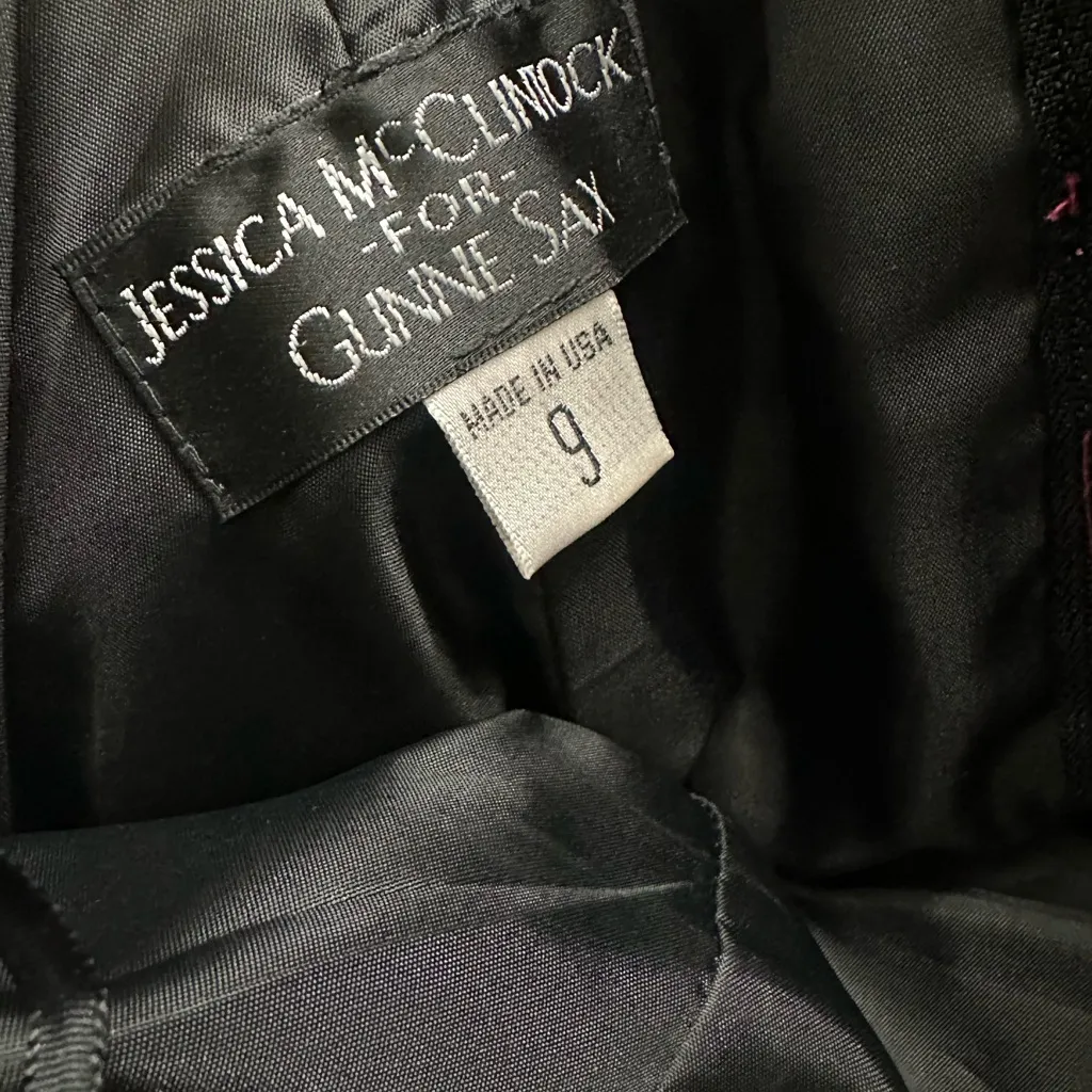 Vintage Jessica McClintock Gunne Sax Satin Black Hot Pink Dress Prom Party Sz 9 - Image 4