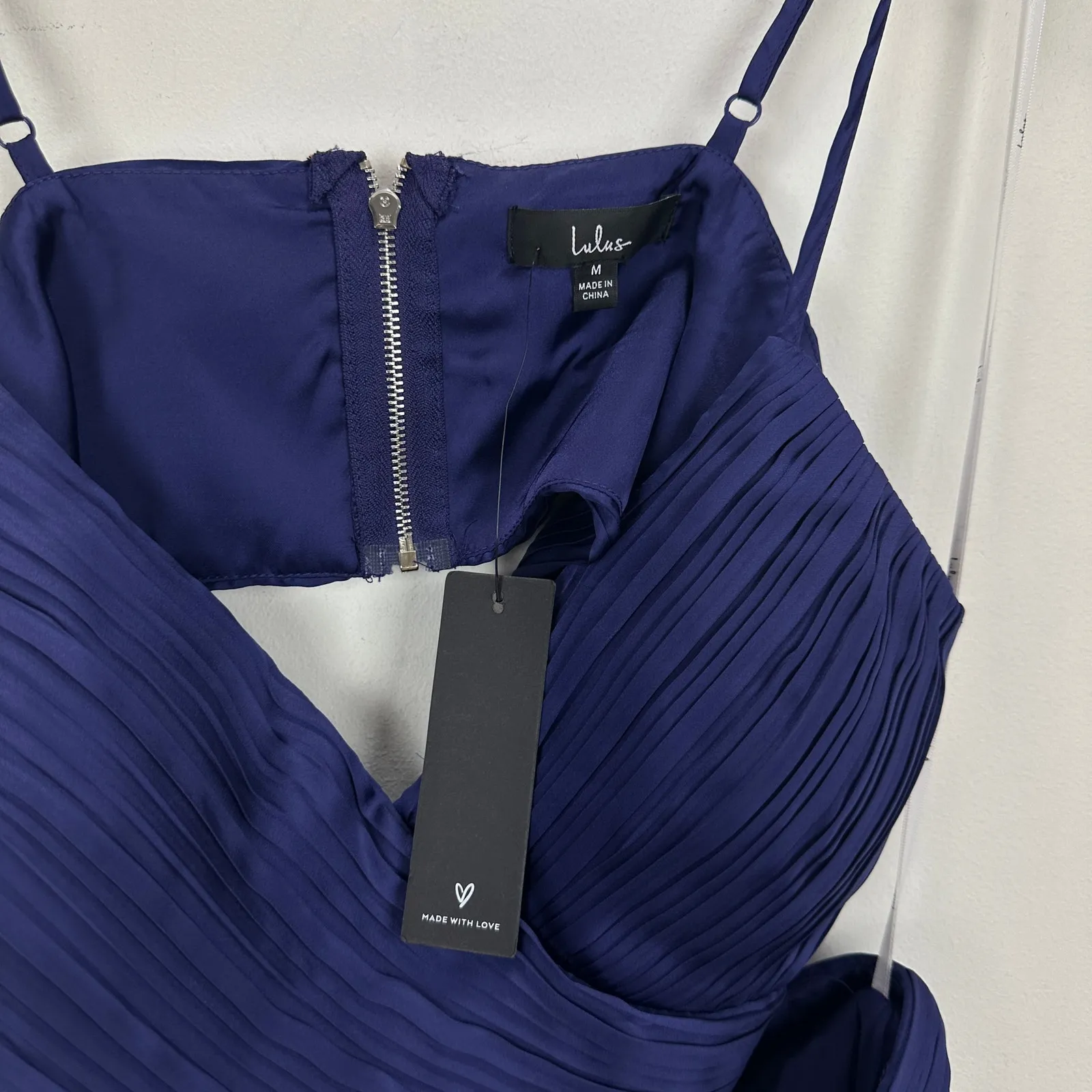 Lulus Got the Glam Navy Blue Pleated Cutout Maxi Dress Formal Party Medium NWT - Image 9