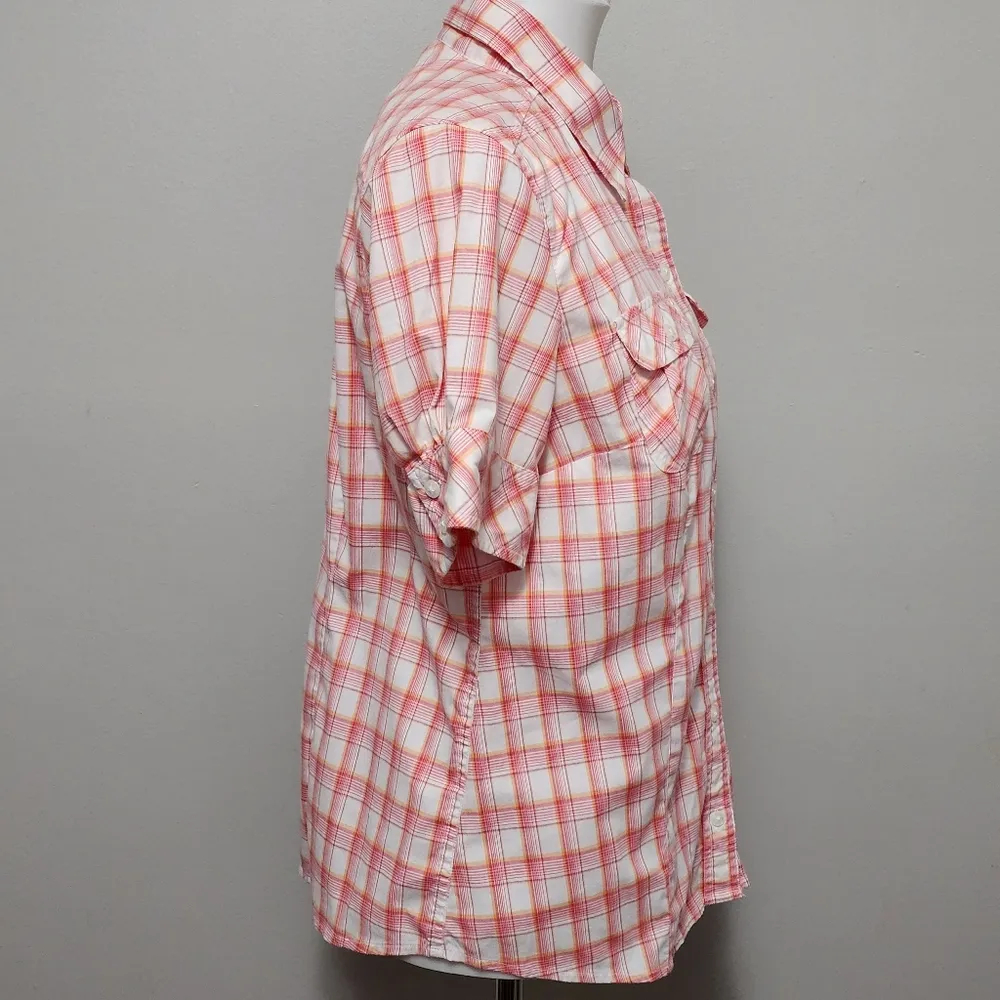 Nike ACG pink & orange plaid button down size large - Image 3