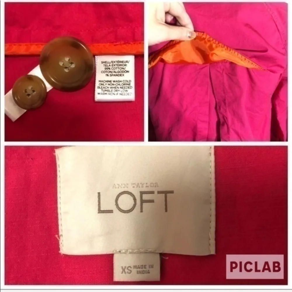 LOFT Hot Pink Boxy Trench Style Blazer Sz XS - Image 8